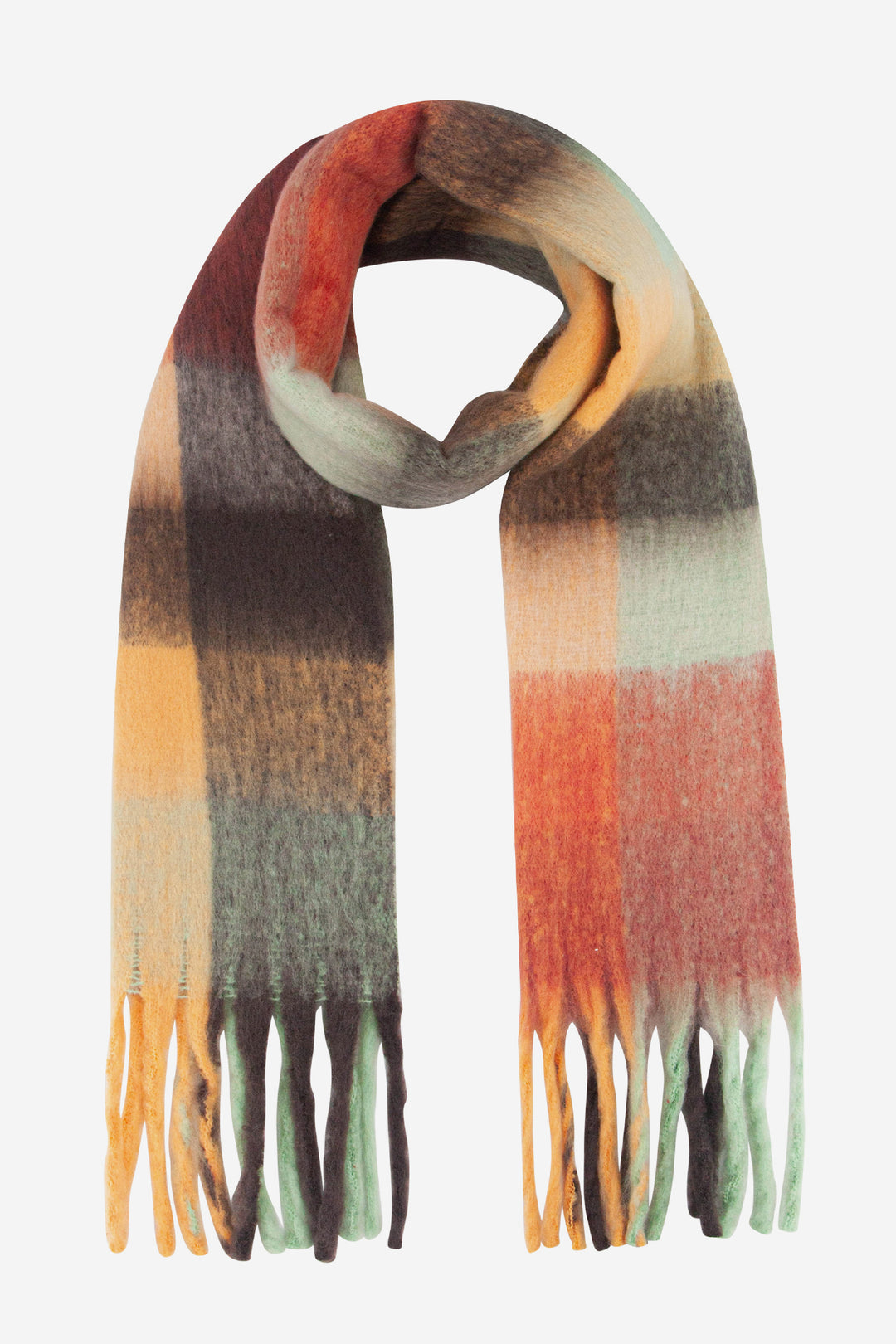 allie-orange-black-colourblock-square-heavyweight-scarf-tassels