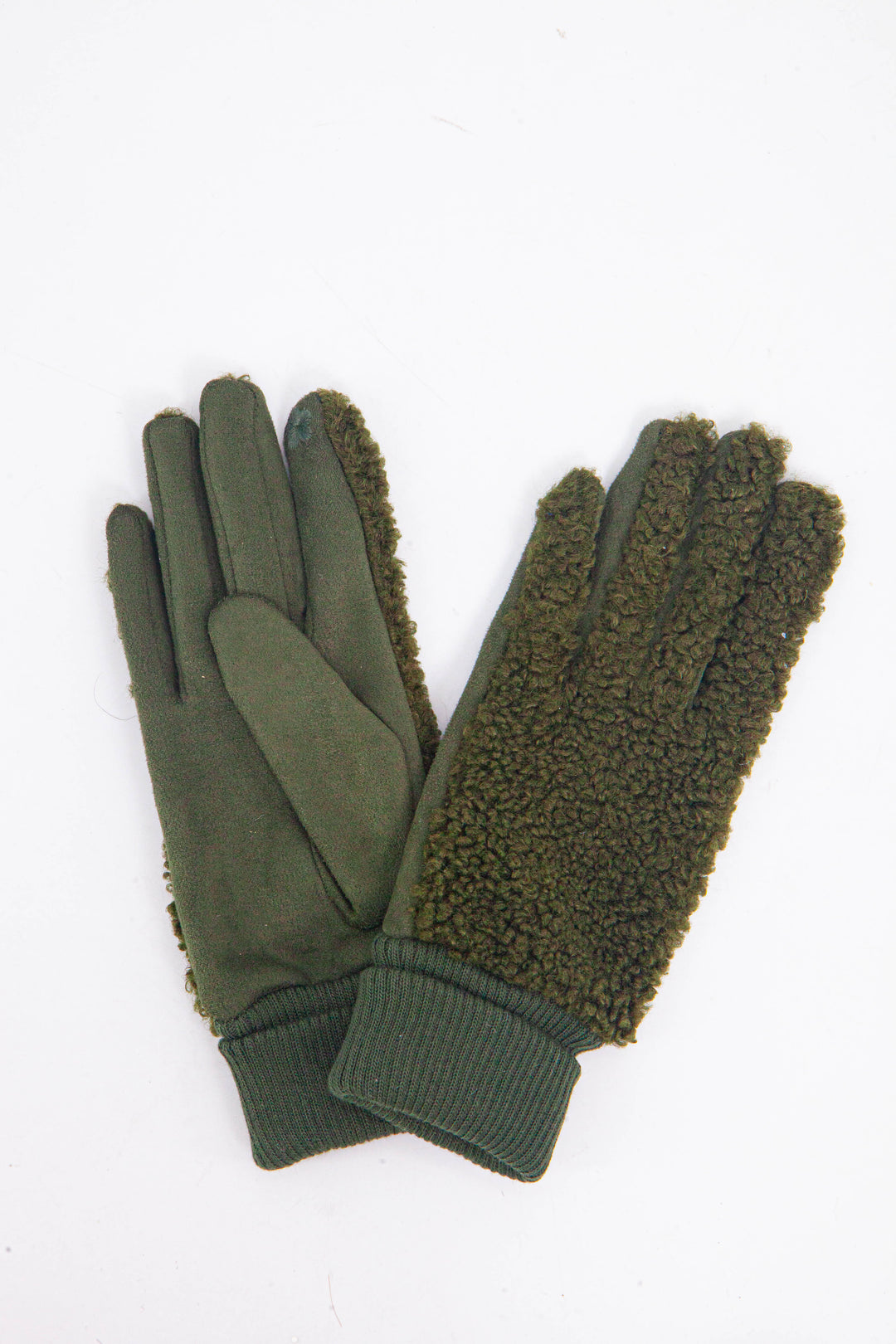 winnie-khaki-borg-fleece-gloves-warm-winter