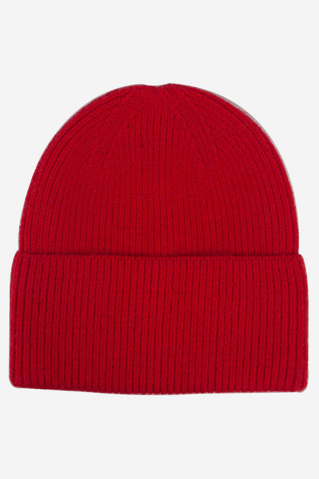 noelle-red-ribbed-beanie-hat-laying-flat