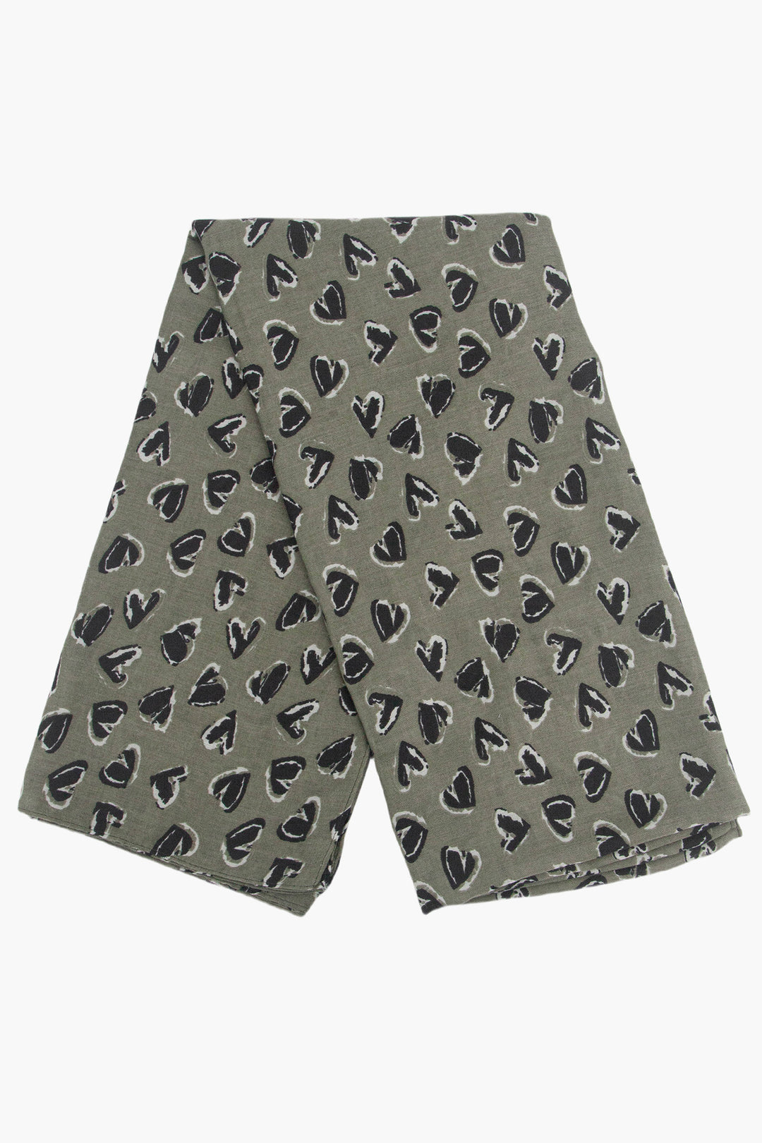 kara-khaki-black-hearts-lightweight-scarf-folded