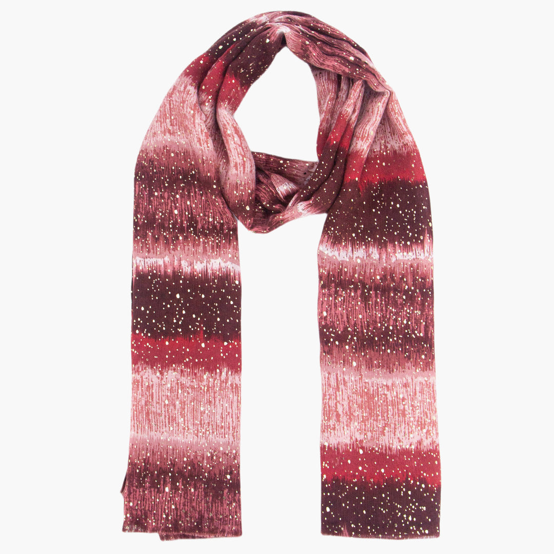 tierney-red-ombre-stripe-lightweight-scarf-foil-speckles