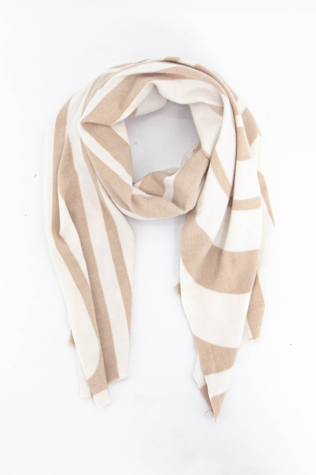 cream and beige geometric stripe pattern midweight scarf