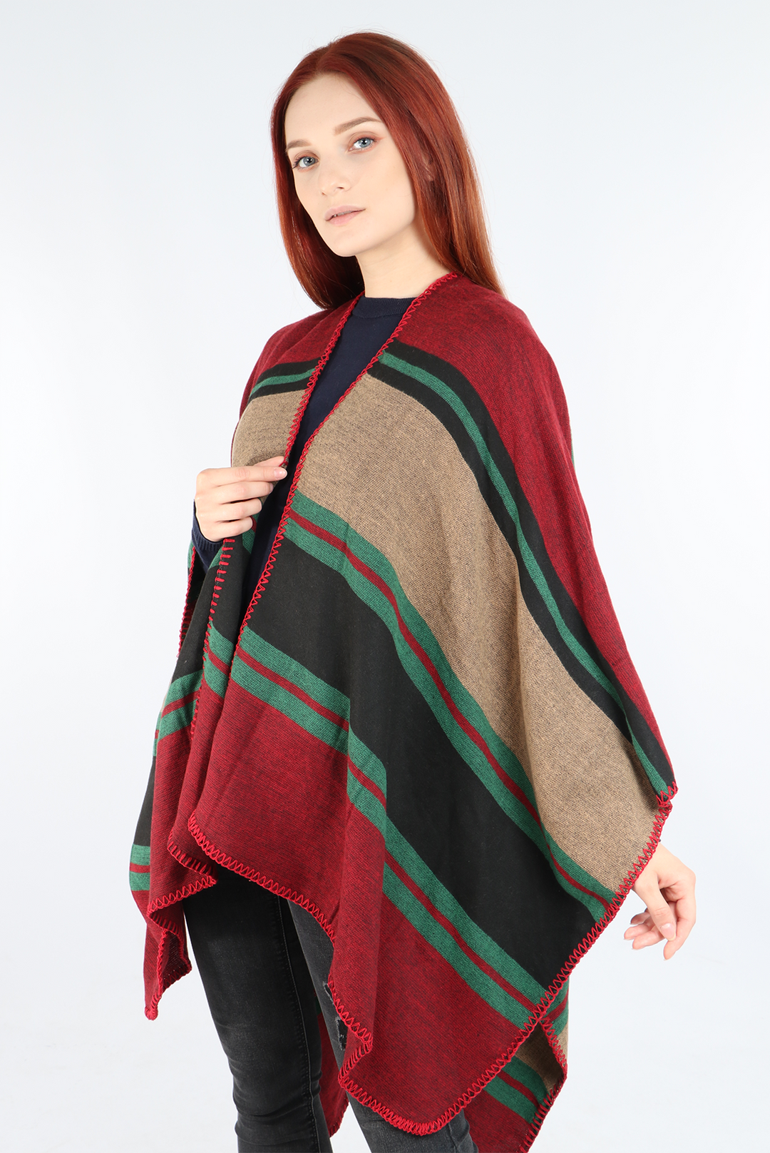 Red Mixed Stripe Cape