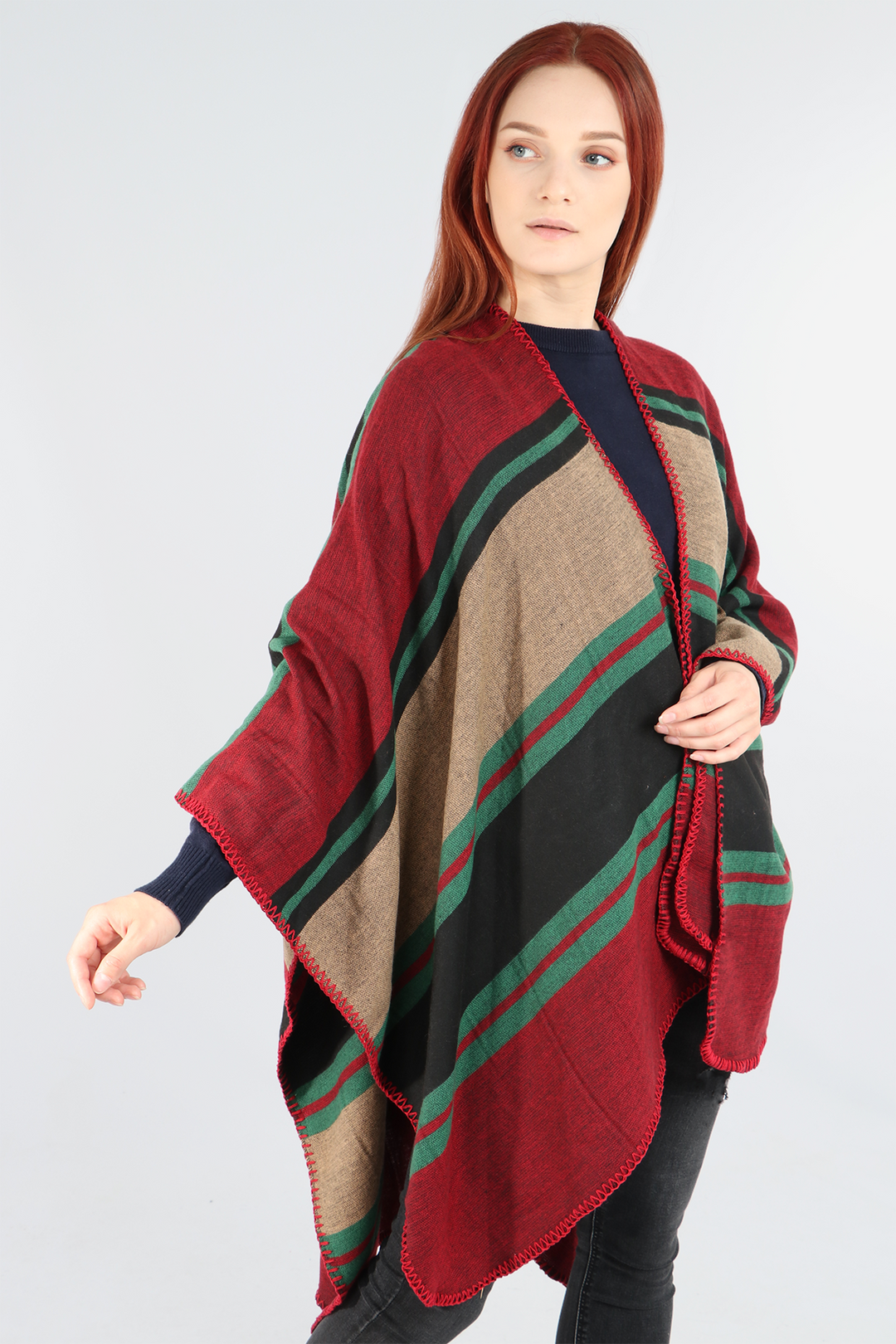 Red Mixed Stripe Cape