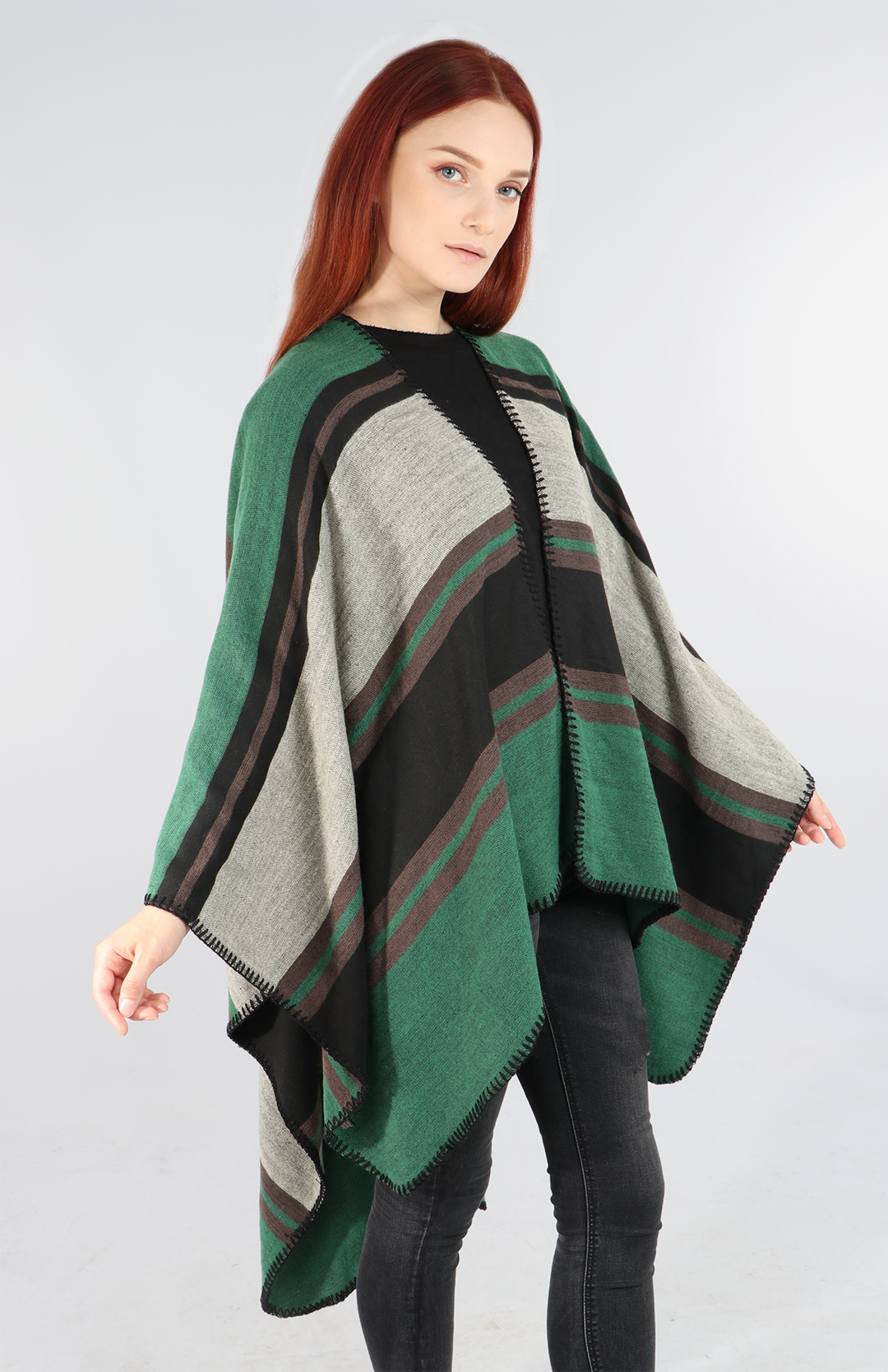 Green Mixed Stripe Cape