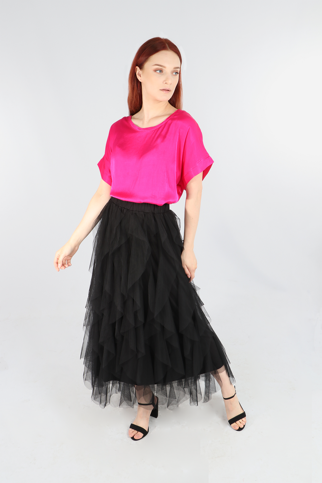 Black Layered Frill Tulle Skirt