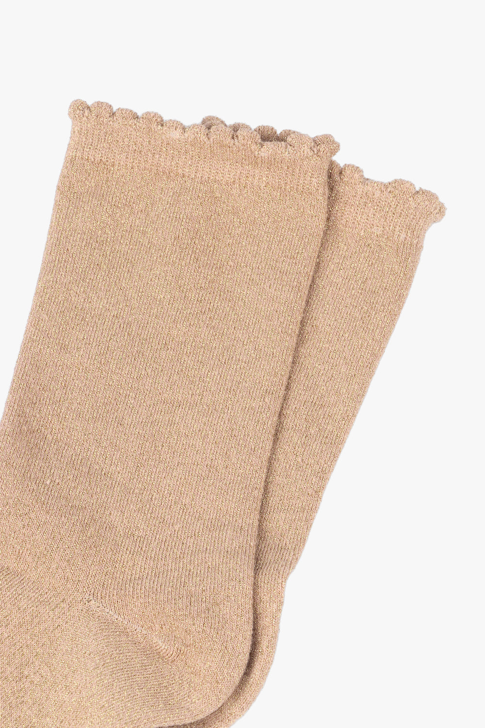 close up of the sparkly gold ankle socks