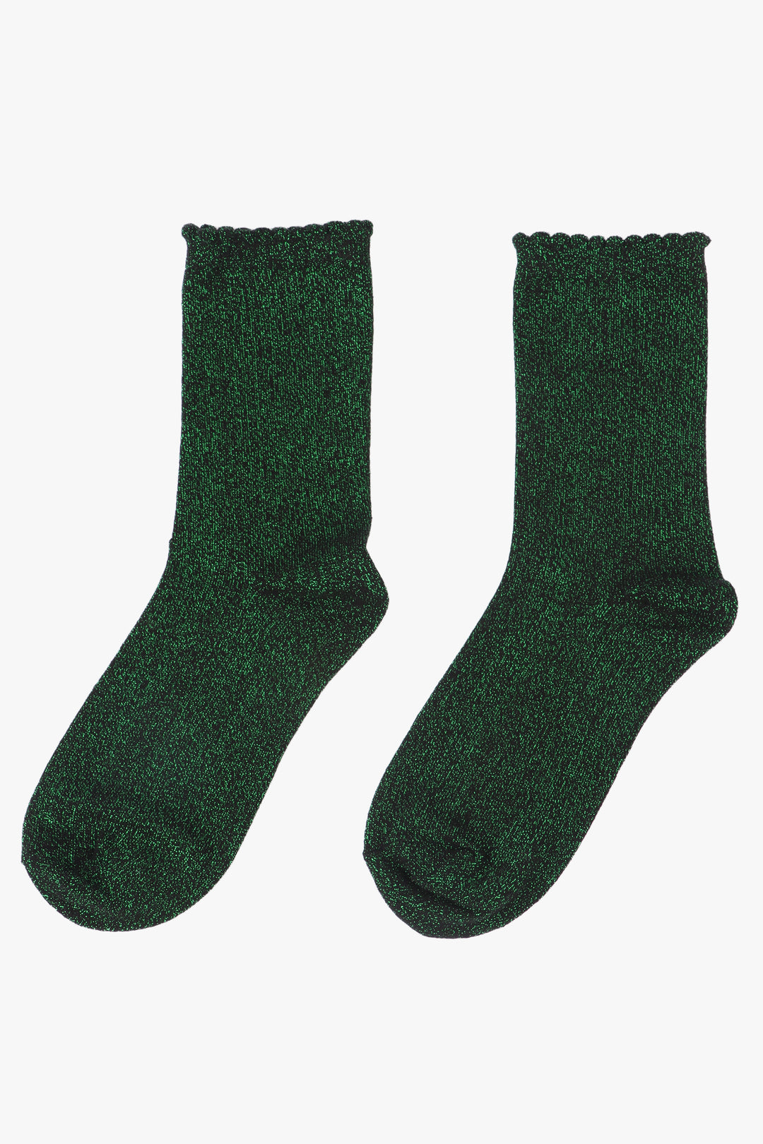 black socks with a green glitter sparkle