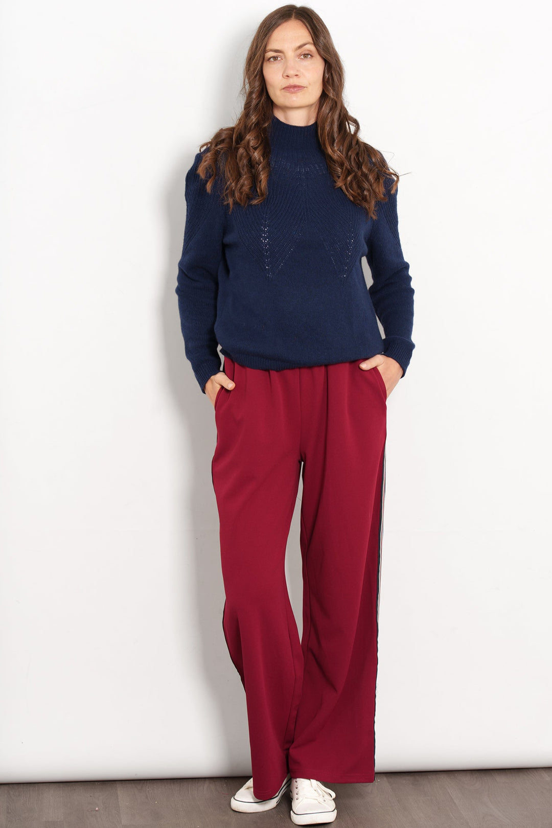 Mallory Cashmere Blend Jumper - Navy Blue, Ribbed