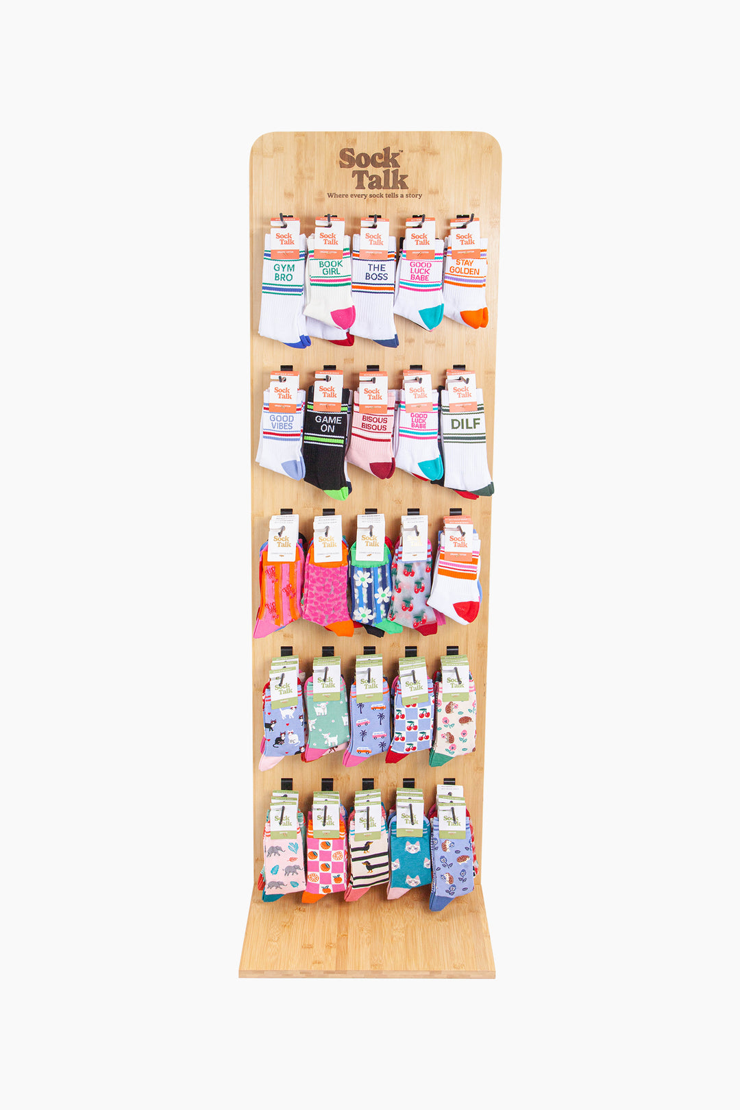 Sock Talk Retail Freestanding Display - Wood