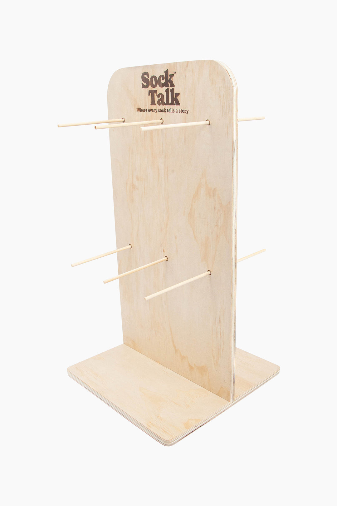 Sock Talk Retail Counter Top Display Stand - Wood