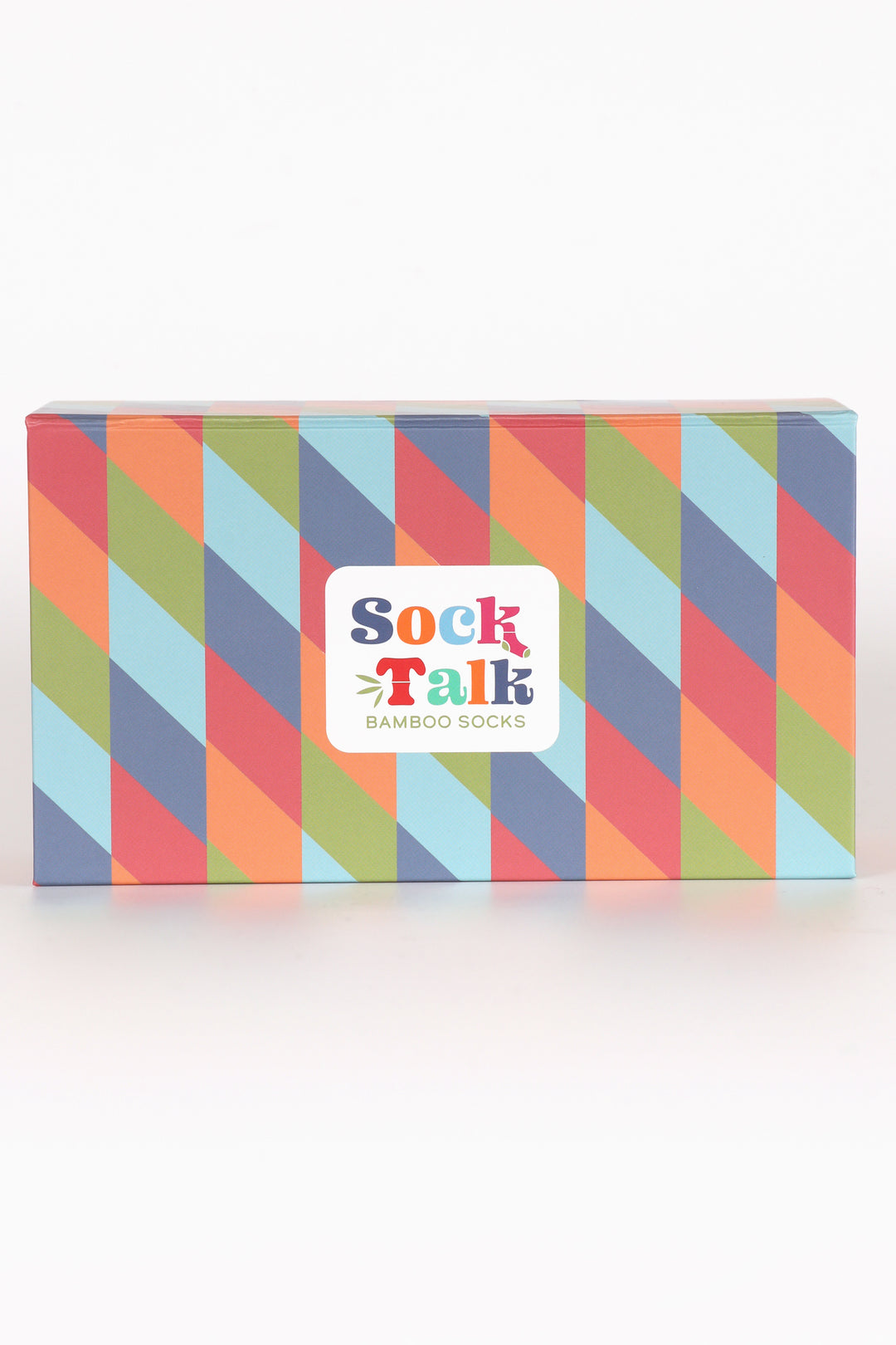 close up of the multicoloured geometric pattern gift box