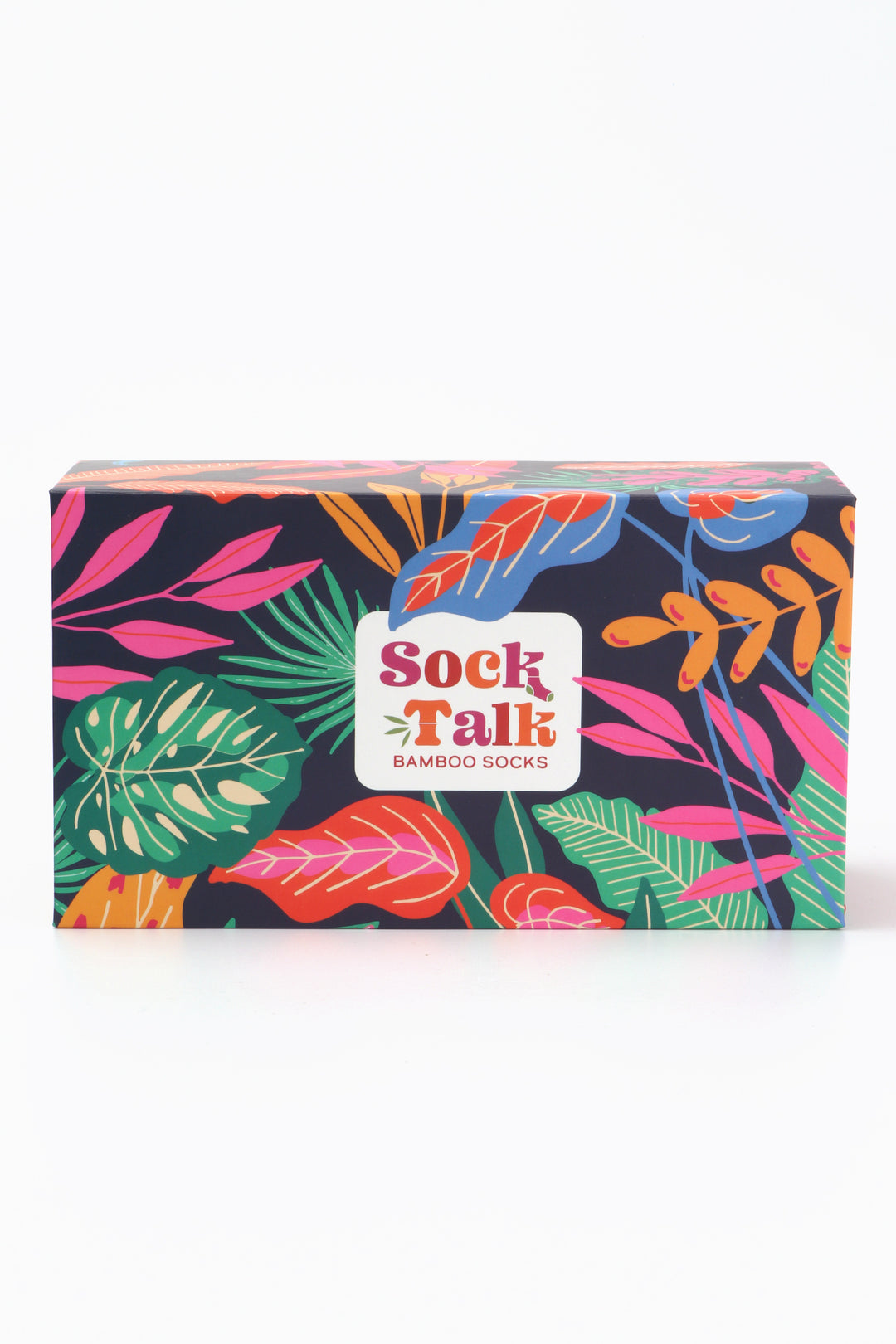 mutlicoloured leaf pattern sock talk gift box