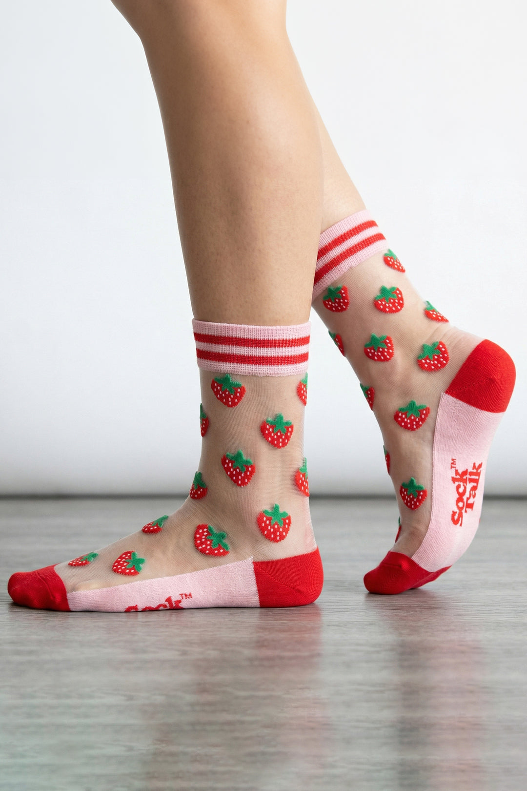 Strawberries-Fruit-Combed-Cotton-Sheer-Pop-Socks-in-Red