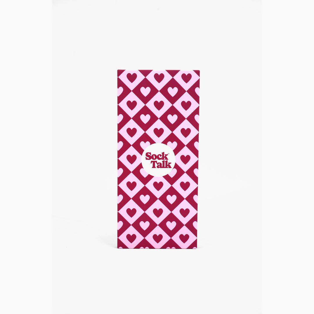 Love Hearts Single Sock Gift Box in Berry