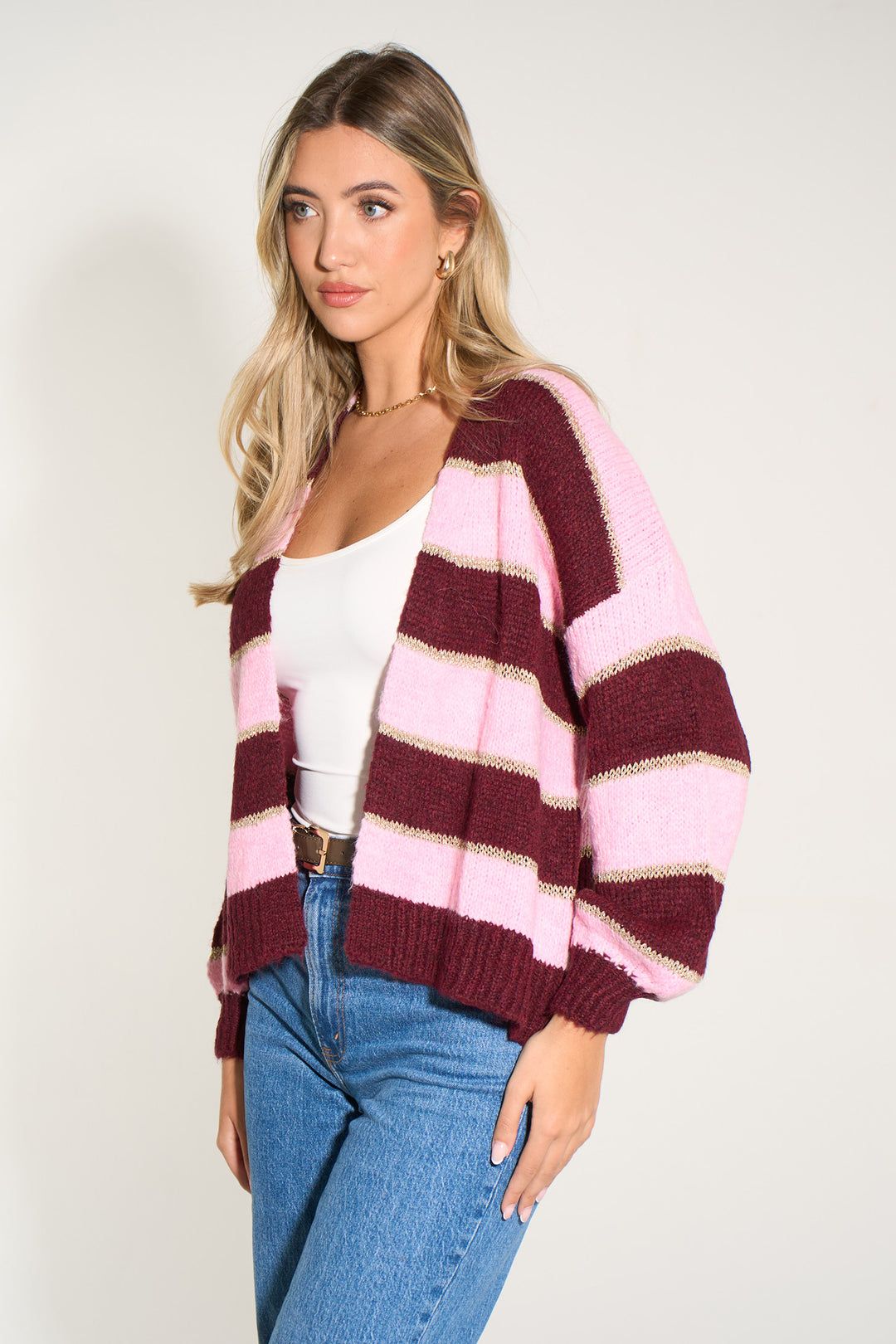 italian-wool-blend-glitter-stripe-cardigan-in-berry-light-pink-side