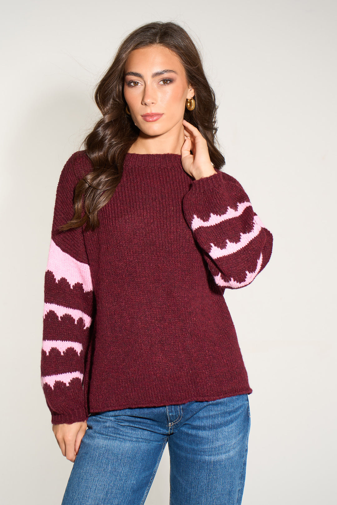 striped-sleeve-italian-wool-blend-jumper-in-berry