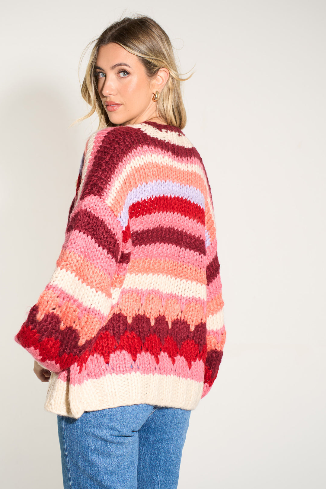 hand-knitted-strip-cardigan-in-red-berry-back