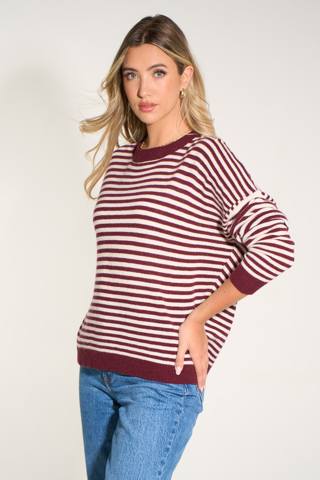 italian-cashmere-wool-blend-striped-jumper-in-berry-cream-side
