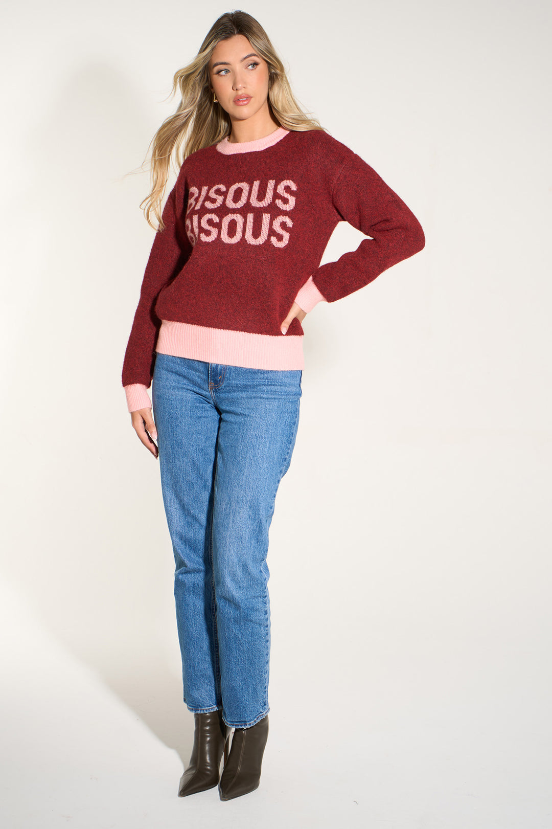 Bisous-Bisous-Jumper-in-Berry/Pink