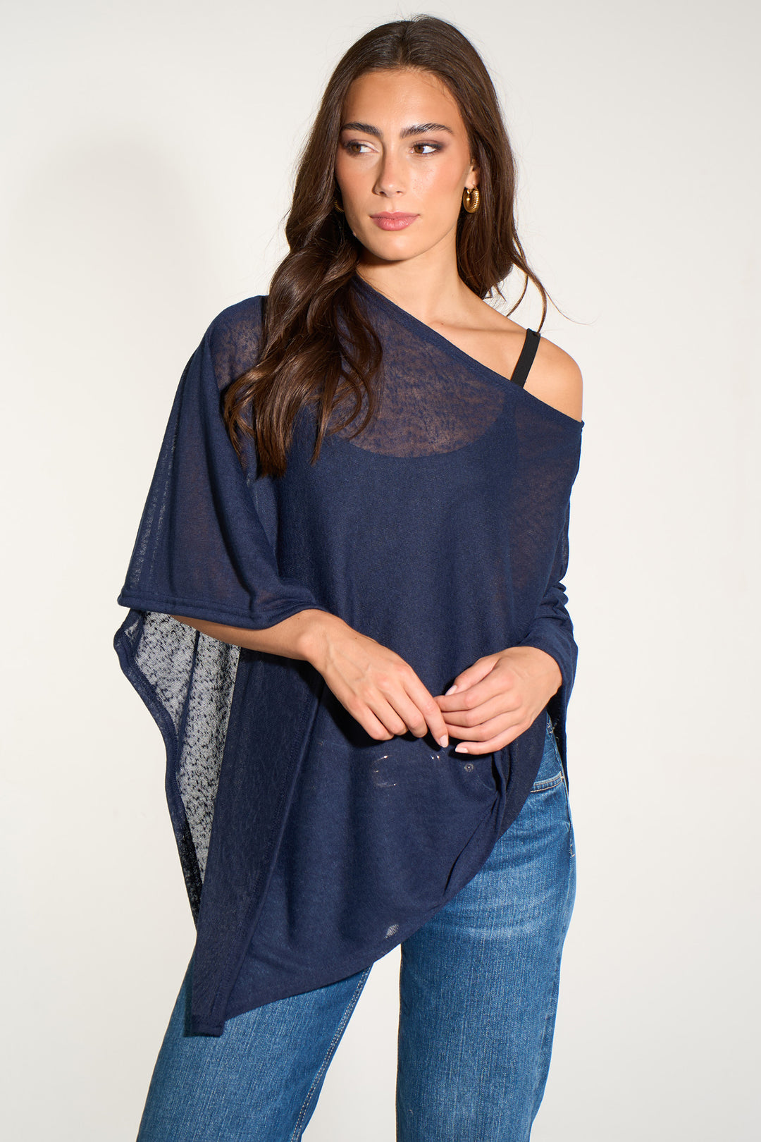 Kim-lightweight-knitted-poncho-navy-blue