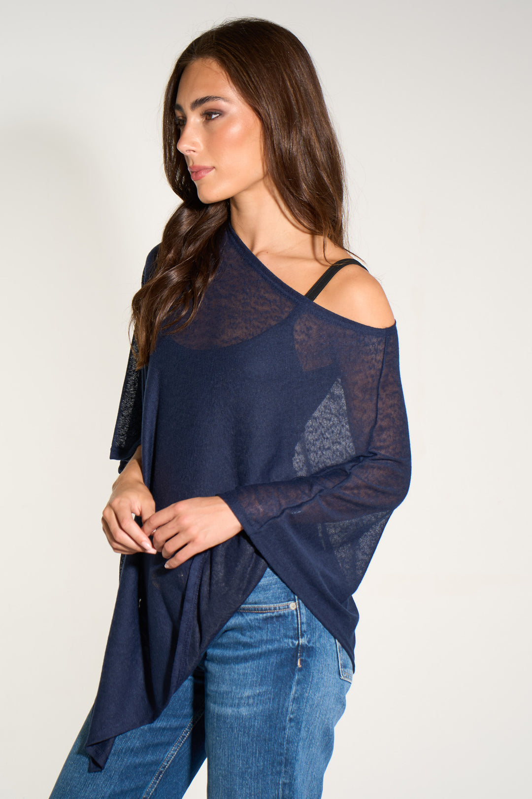 Kim-lightweight-knitted-poncho-navy-blue