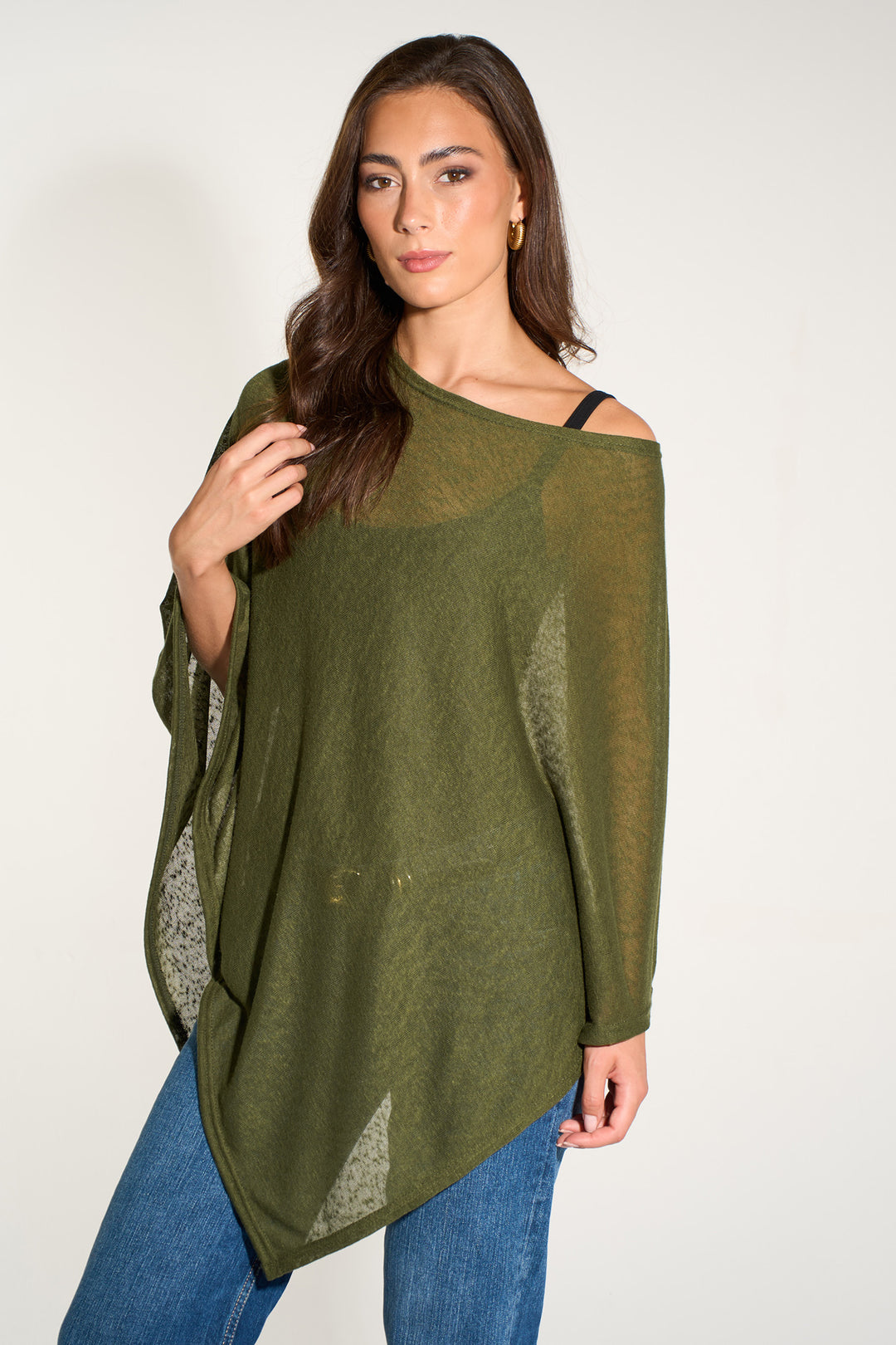 Kim-lightweight-knitted-poncho-khaki