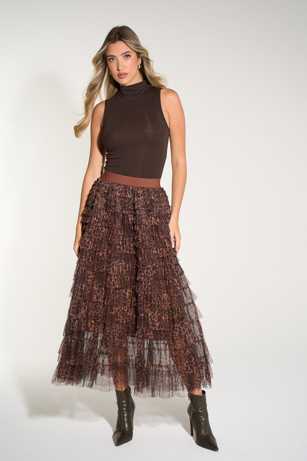 Leopard-Print-Cake-Tulle-Maxi-Skirt-in-Brown