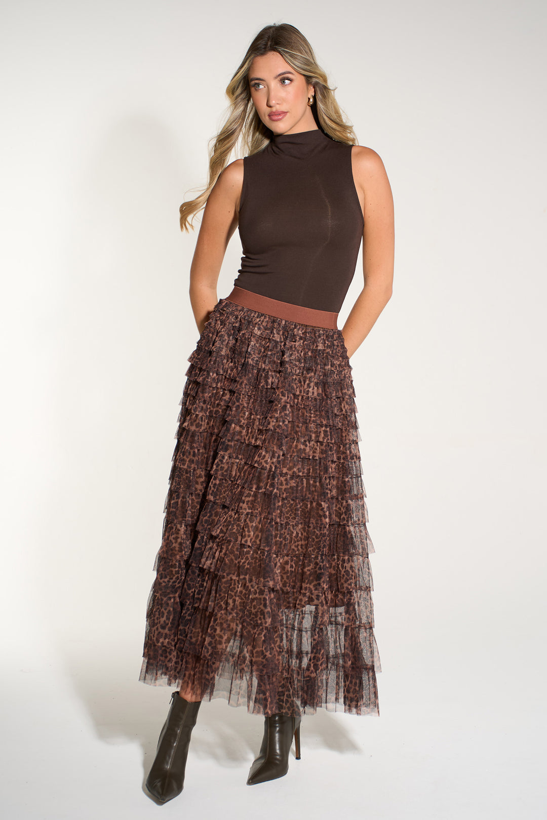 Leopard-Print-Cake-Tulle-Maxi-Skirt-in-Brown