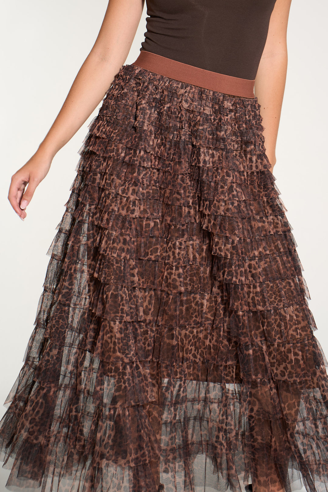 Leopard-Print-Cake-Tulle-Maxi-Skirt-in-Brown