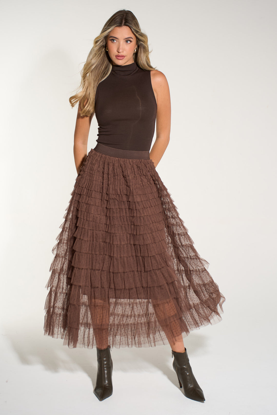 Polka-Dot-Cake-Tulle-Maxi-Skirt-in-Brown