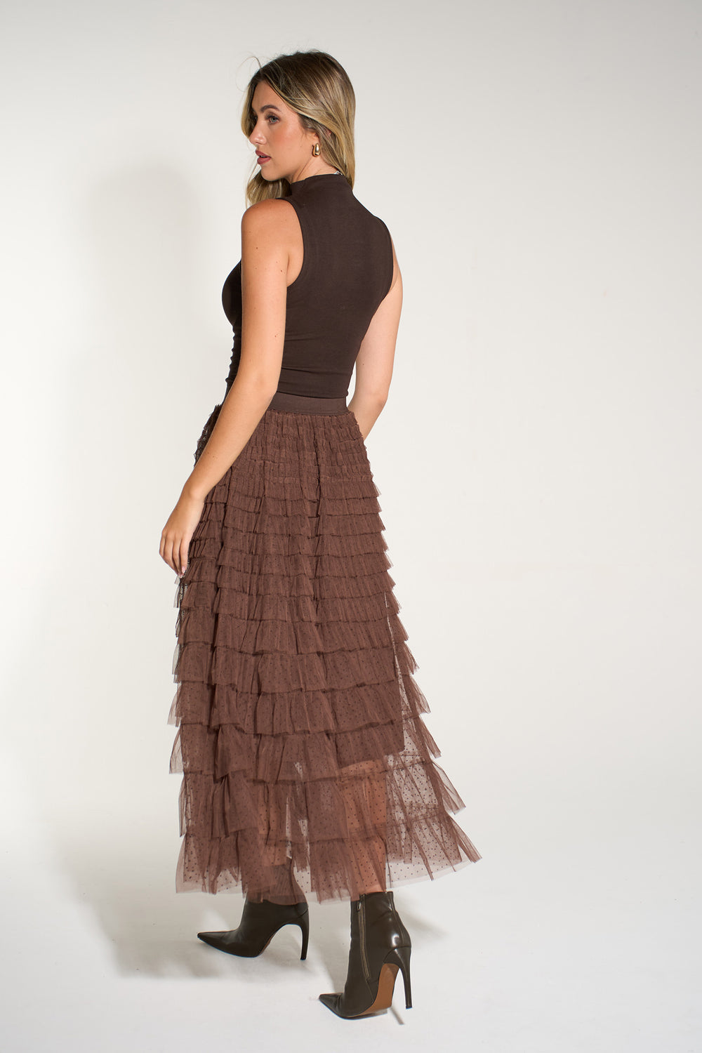 Polka-Dot-Cake-Tulle-Maxi-Skirt-in-Brown