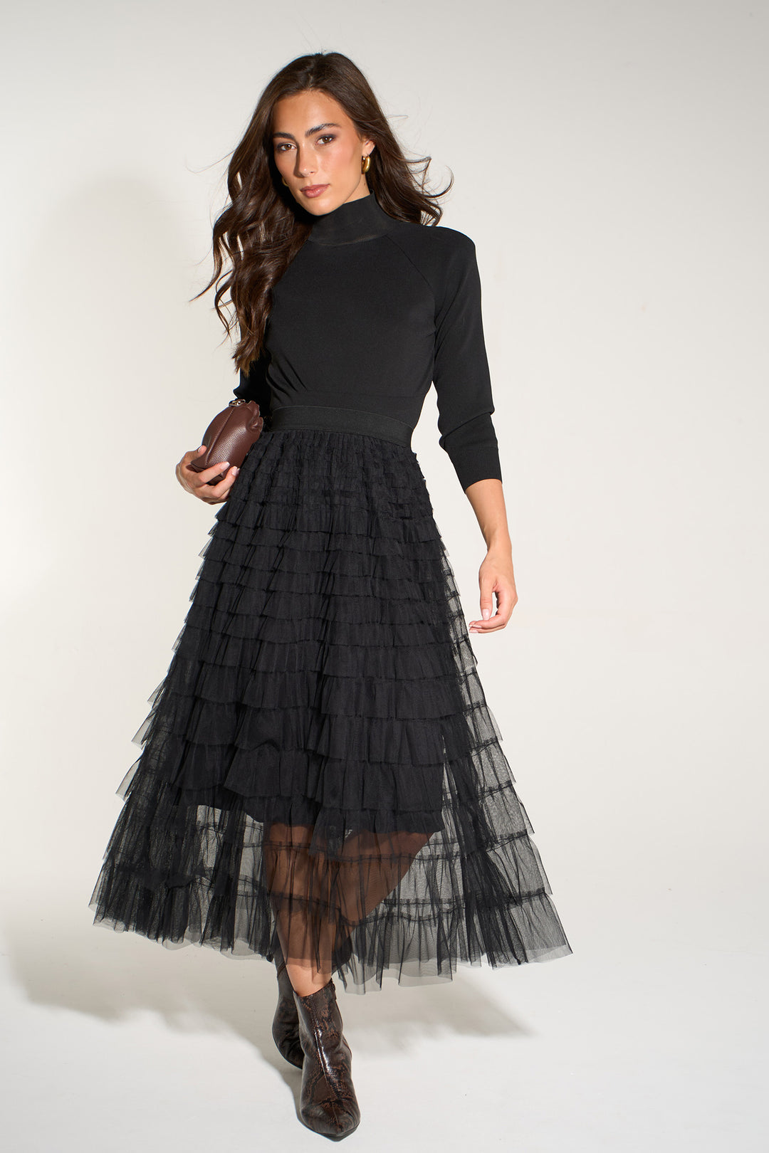 Plain-Cake-Tulle-Maxi-Skirt-in-Black