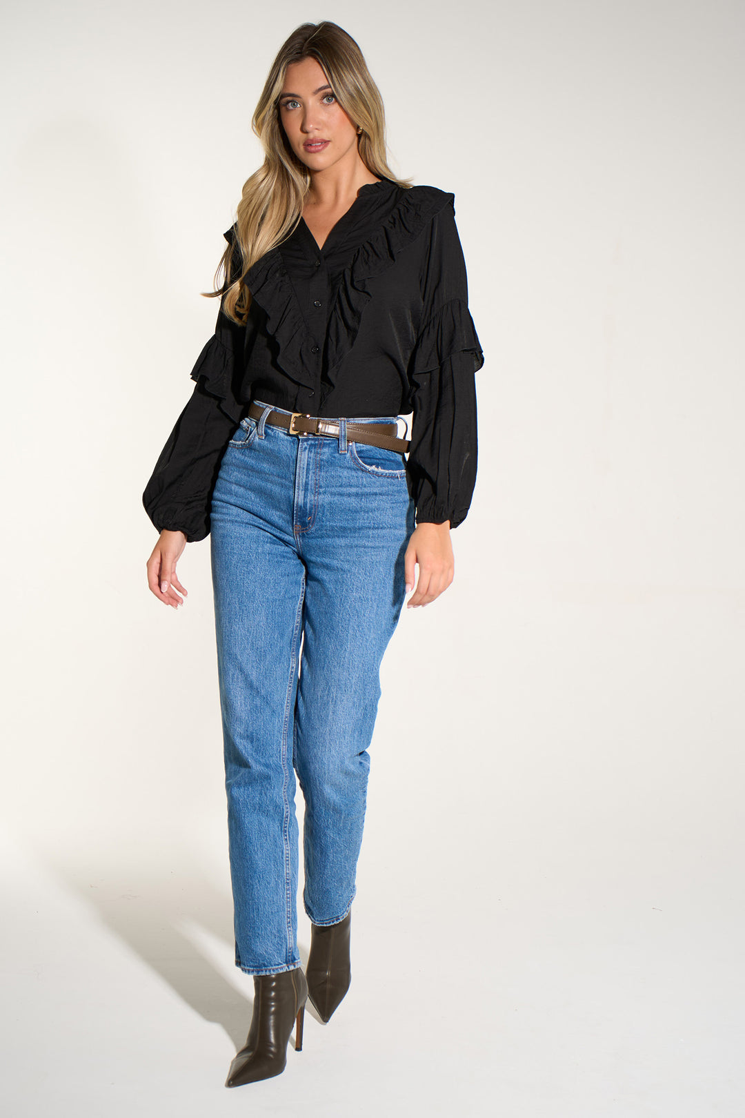 Plain-Ruffled-Long-Sleeve-Shirt-in-Black