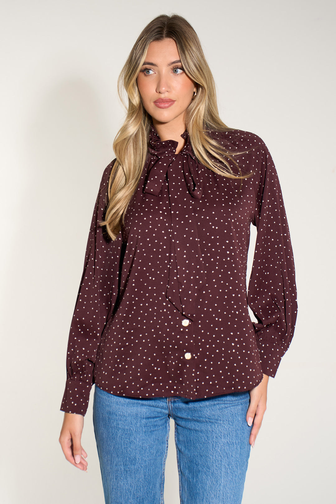 Silk-Feel-Heart-Print-Tie-Neck-Blouse-in-Berry