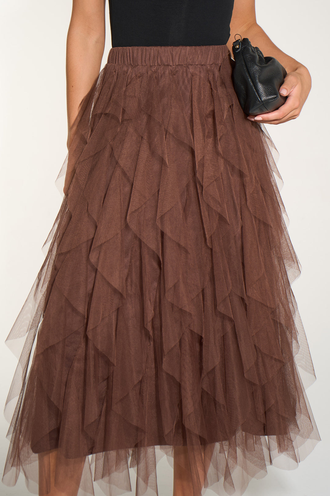 Layla-Brown-Layered-Tulle-Maxi-Skirt-