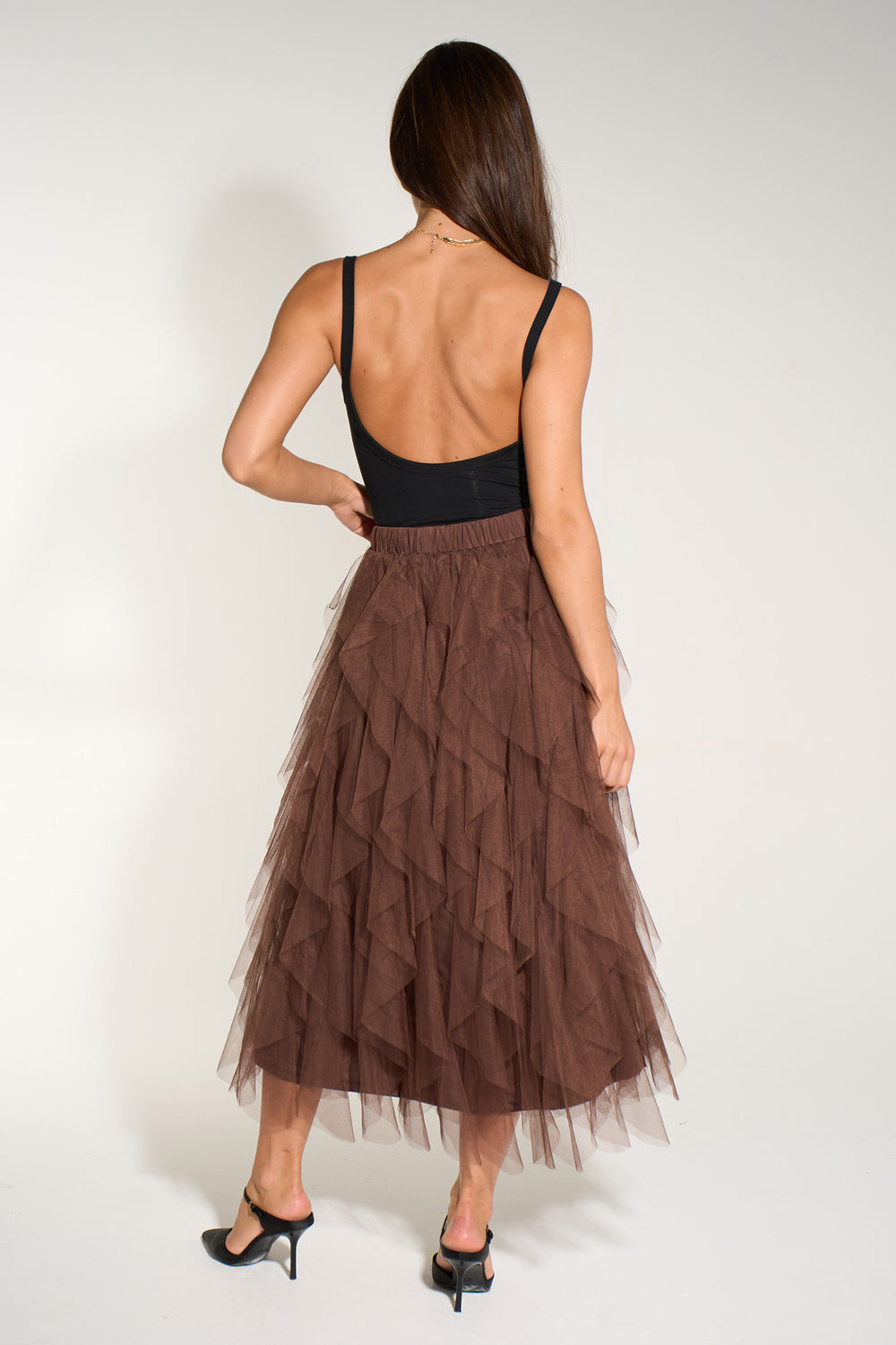 Layla-Brown-Layered-Tulle-Maxi-Skirt-