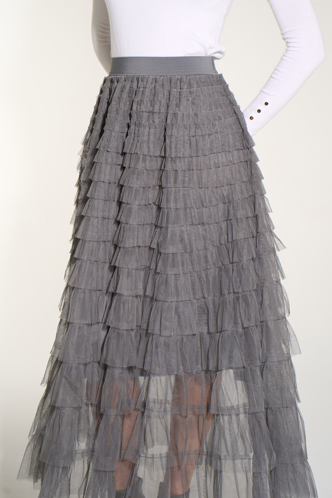 Plain-Cake-Tulle-Maxi-Skirt-in-Dark-Grey