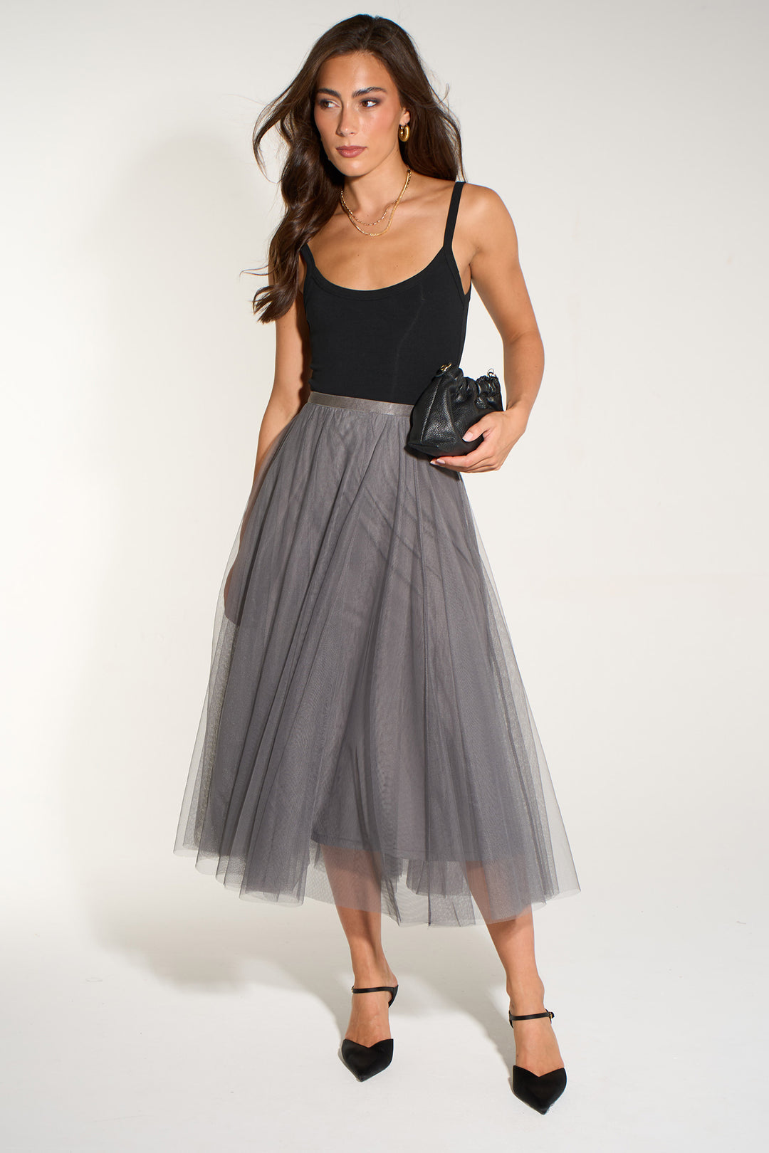 Plain-Midi-Tulle-Swing-Skirt-in-Dark-Grey