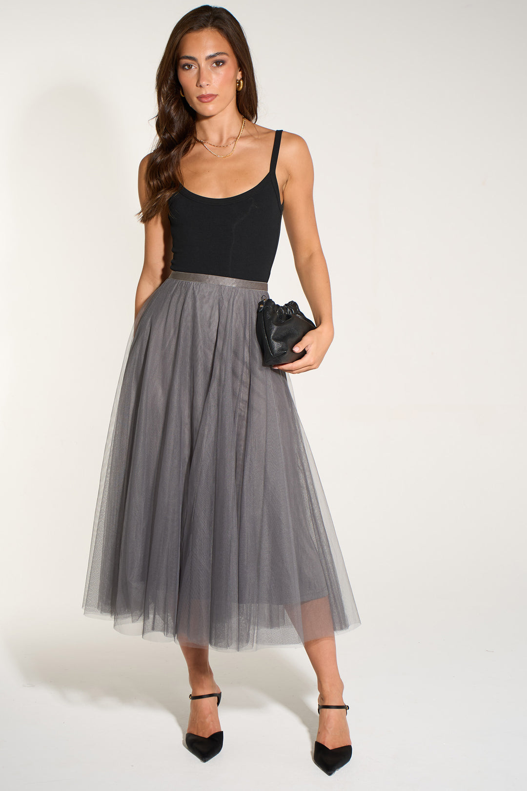 Plain-Midi-Tulle-Swing-Skirt-in-Dark-Grey