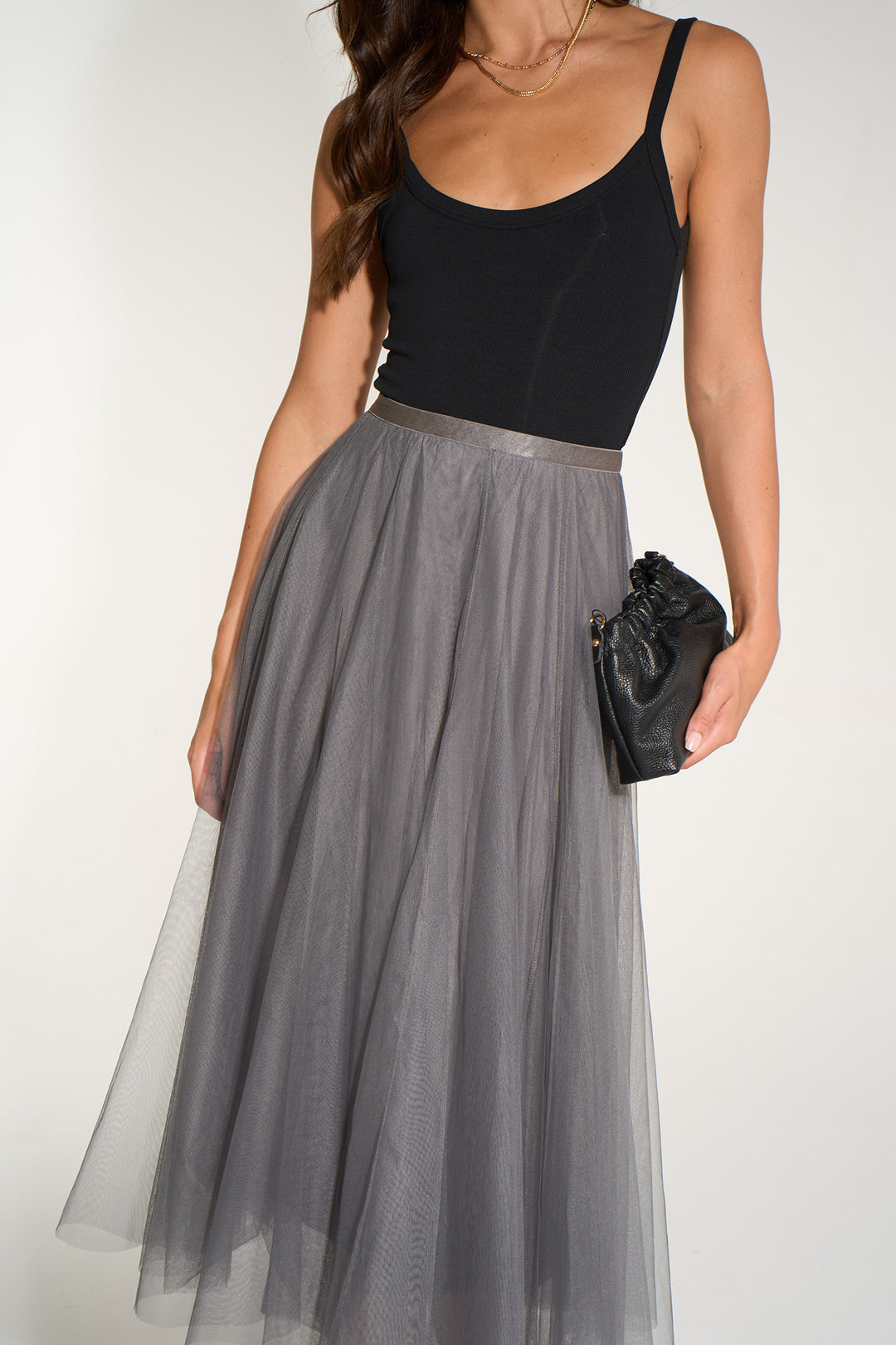 Plain-Midi-Tulle-Swing-Skirt-in-Dark-Grey