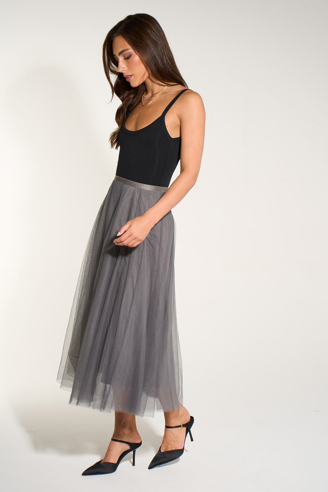 Plain-Midi-Tulle-Swing-Skirt-in-Dark-Grey