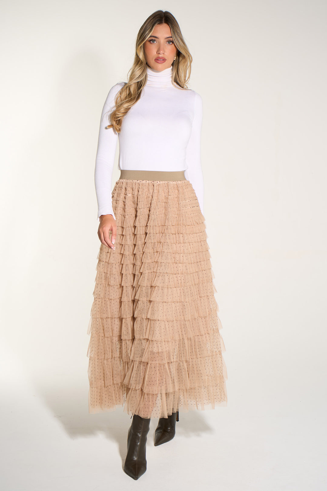 Polka-Dot-Cake-Tulle-Maxi-Skirt-in-Beige