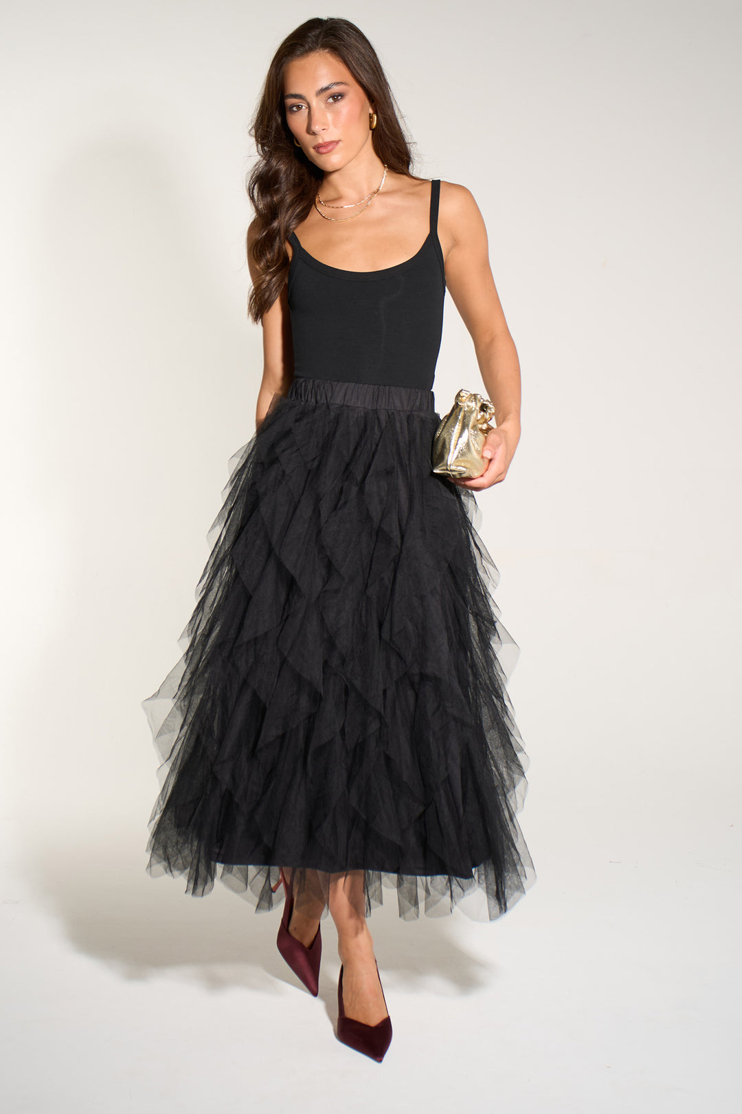 Layered-tulle-midaxi-skirt-black