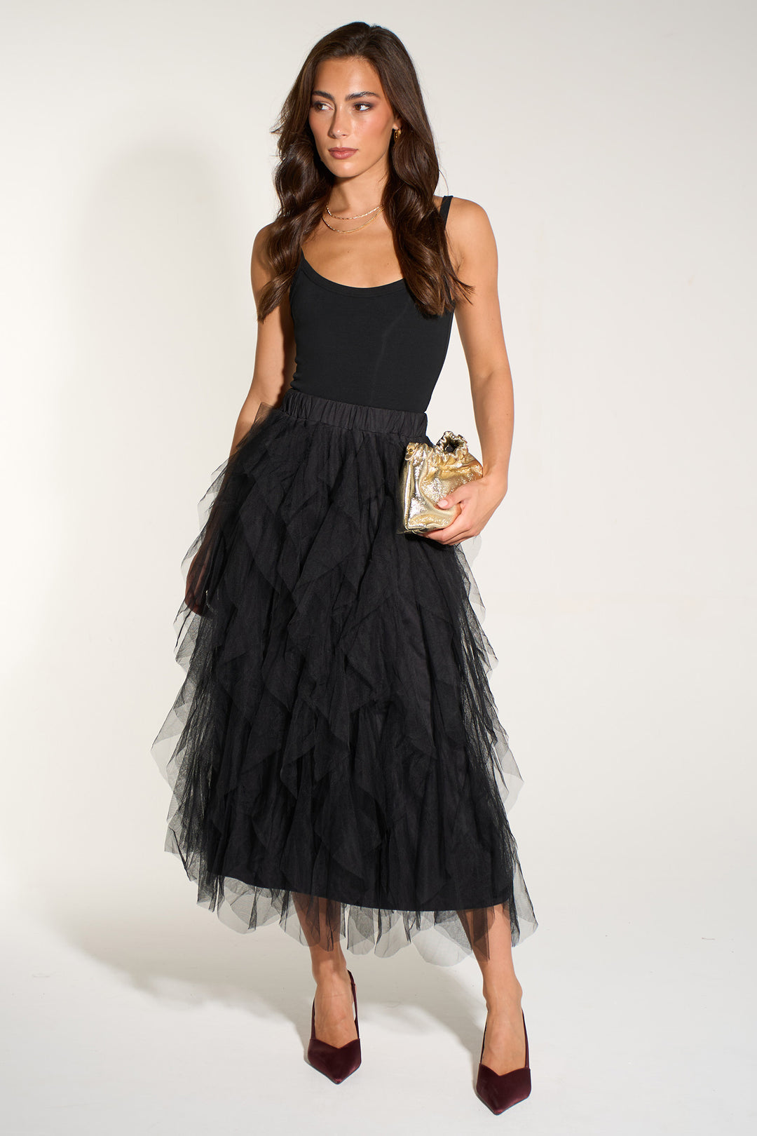 Layered-tulle-midaxi-skirt-black