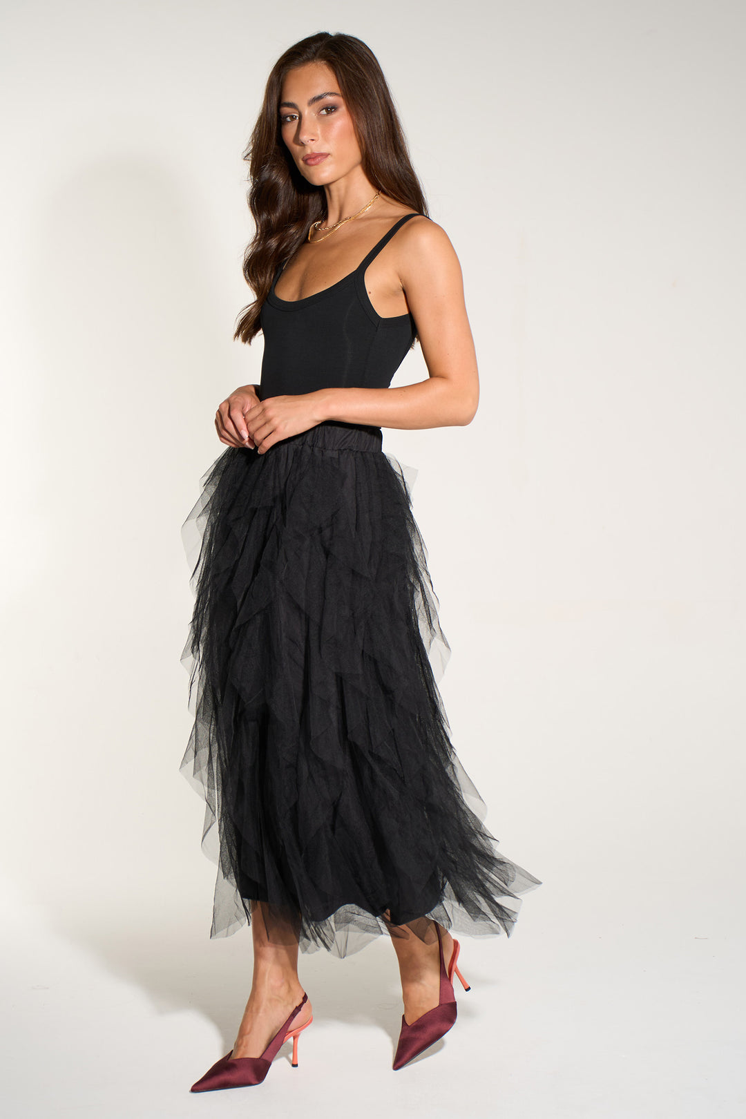Layered-tulle-midaxi-skirt-black