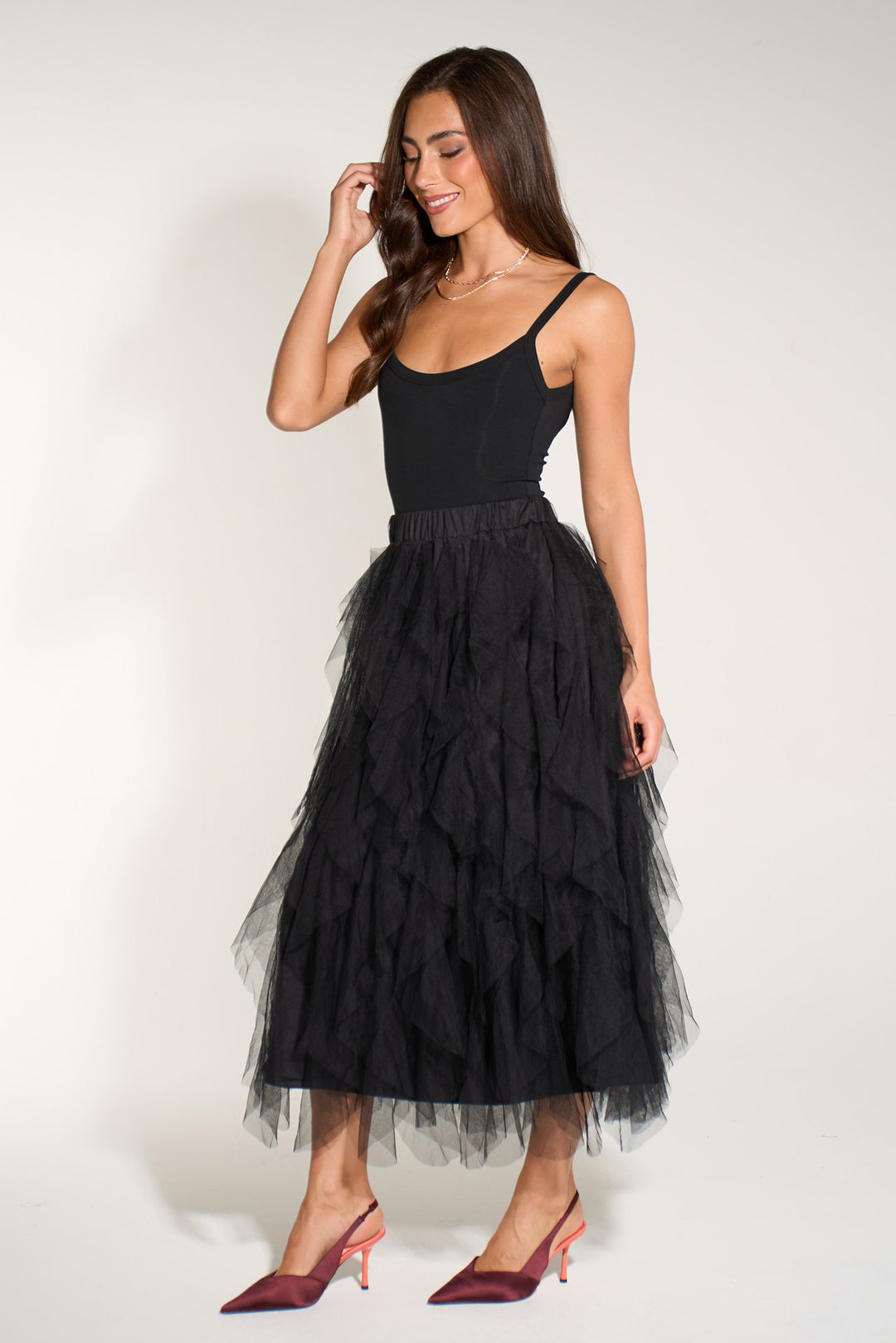 Layered-tulle-midaxi-skirt-black