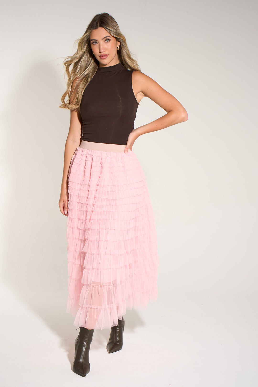 Plain-Cake-Tulle-Maxi-Skirt-in-Pink