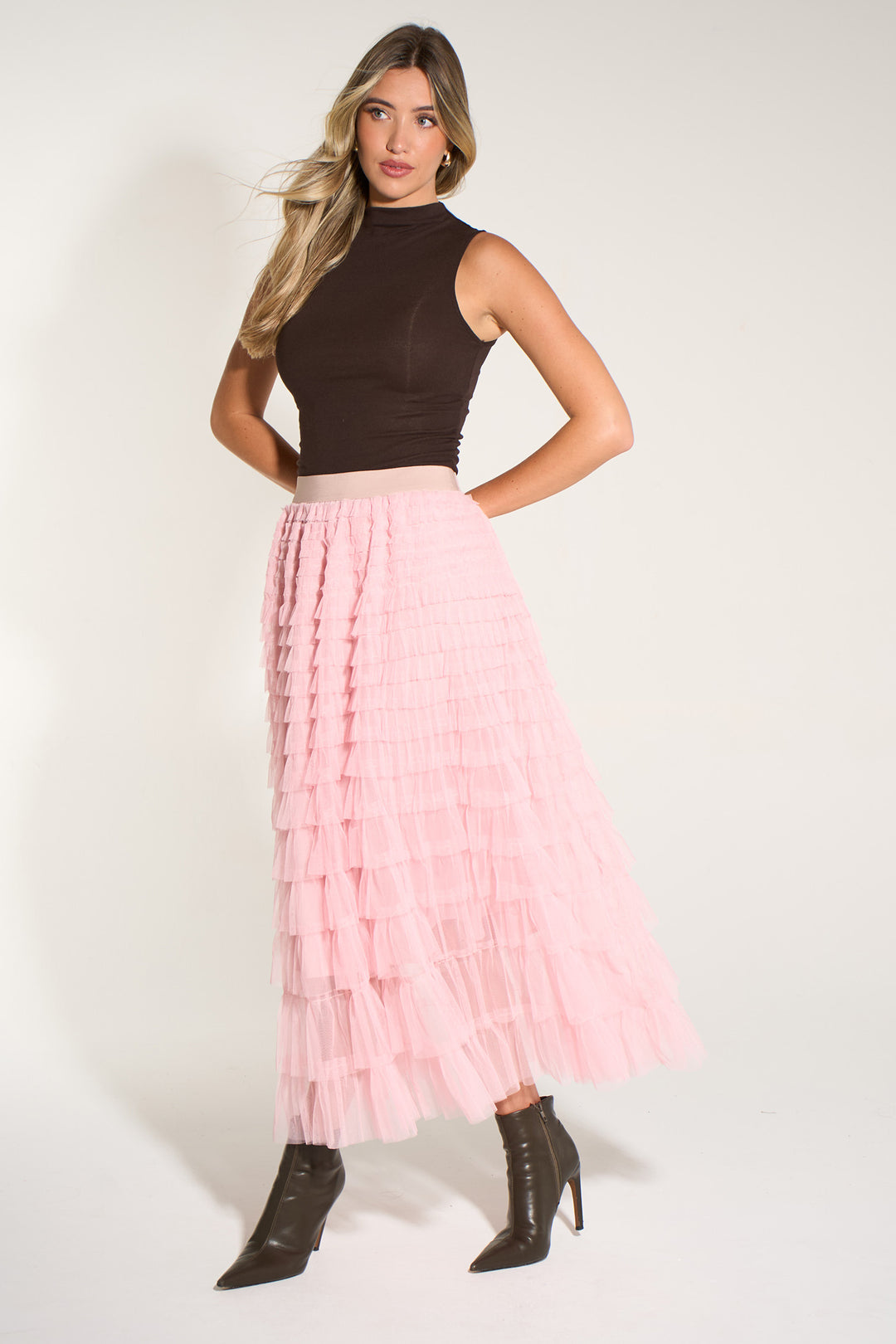 Plain-Cake-Tulle-Maxi-Skirt-in-Pink