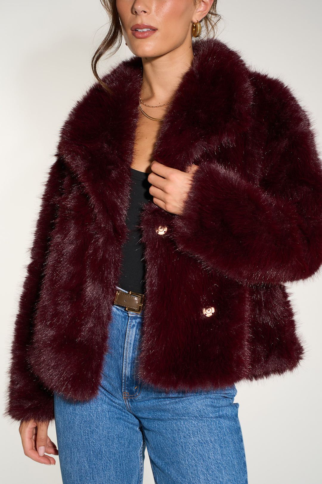monroe-shawl-collar-jacket-berry-faux-fur-open-front